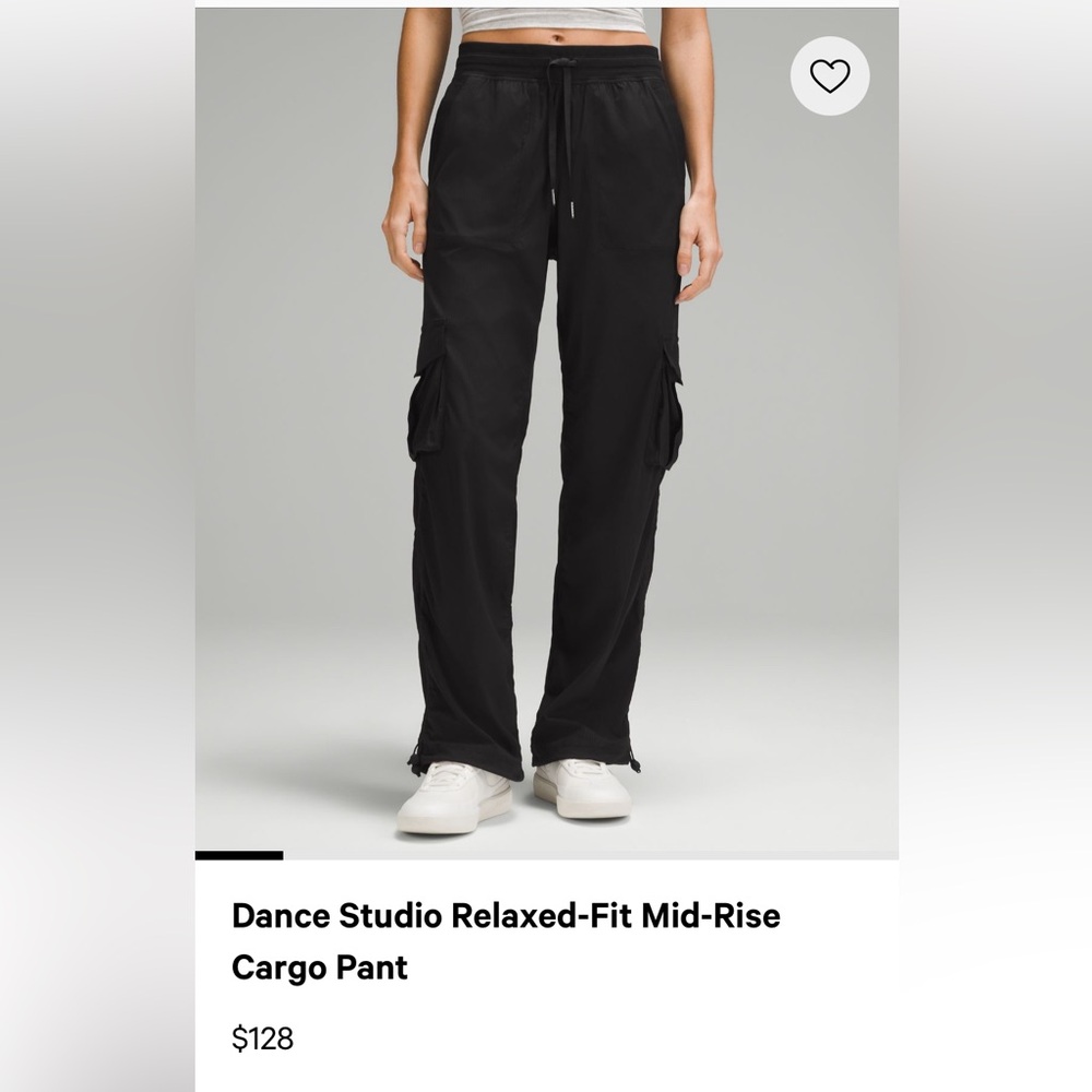 Lululemon dance studio relaxed fit MR cargo pant black XS